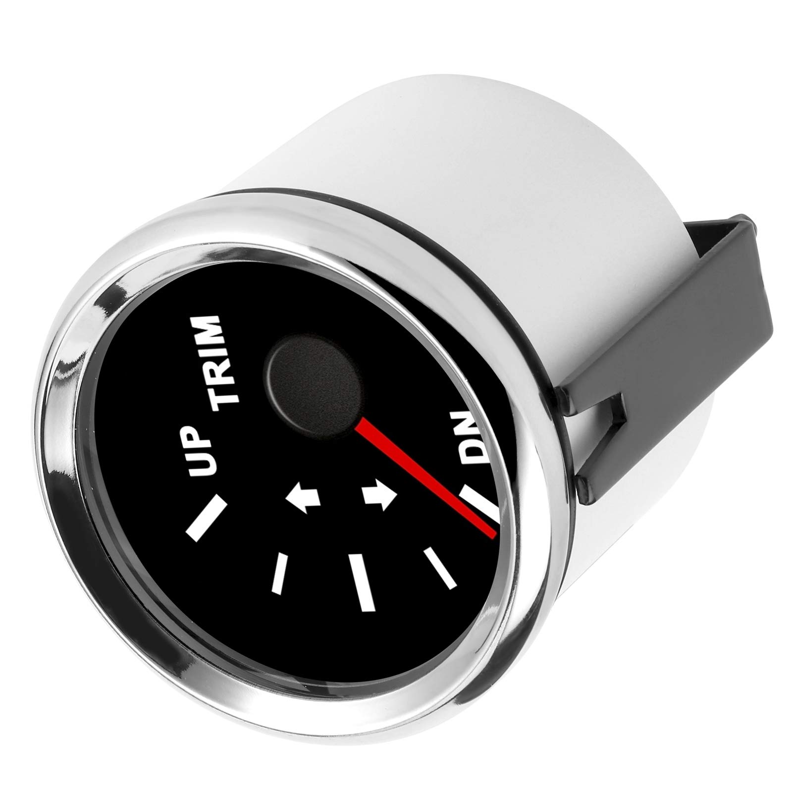 Boot Trim Balance Gauge Meter IP67 Wasserdicht mit Roter Hintergrundbeleuchtung 52mm Schiff Yacht Marine (Schwarzes Zifferblatt, silberne Lünette) von Tomvorks