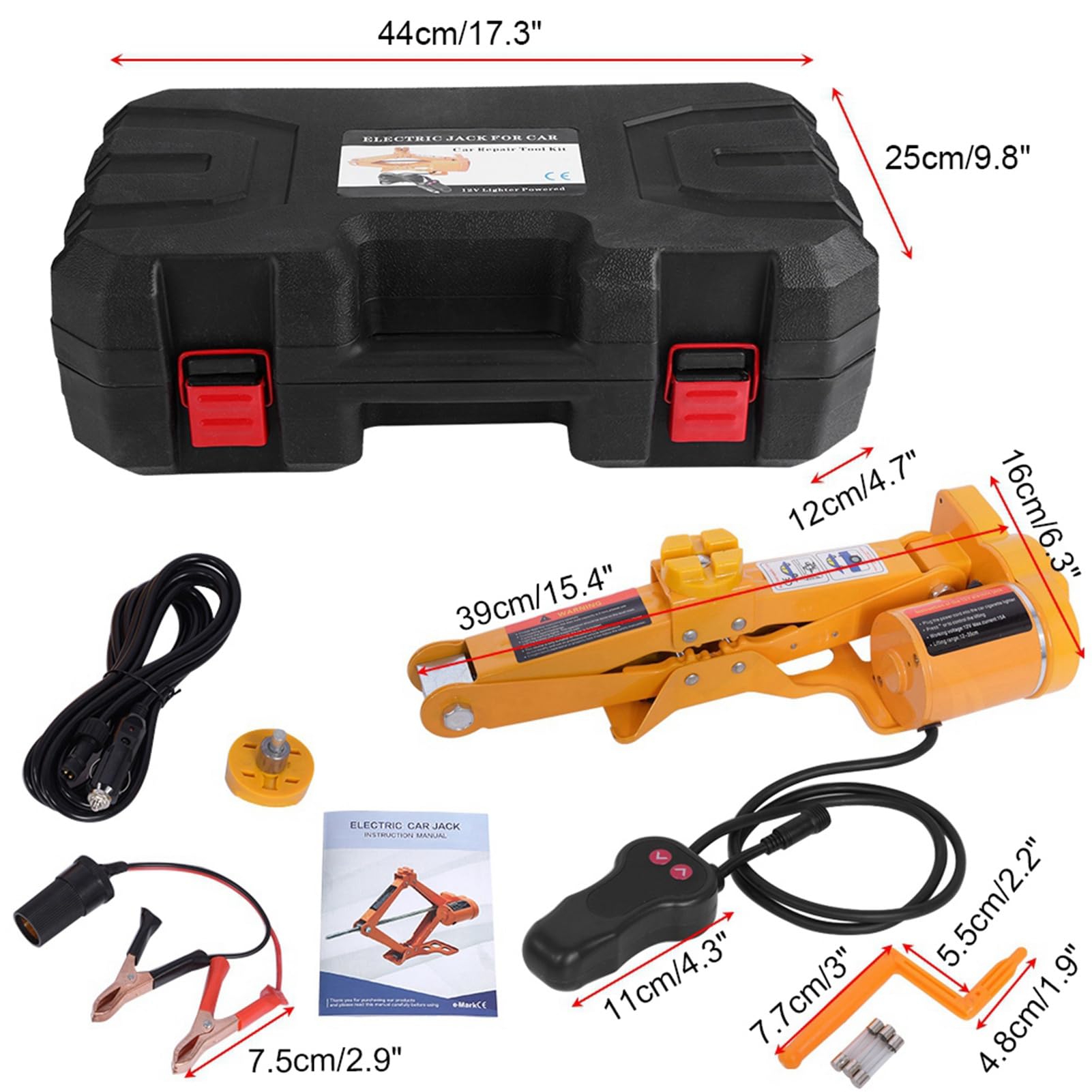 Elektrischer Wagenheber, Auto-Hebeheber, Notfallausrüstung, 2 Tonnen, 12 V DC, Garagenwagenheber von Tomvorks