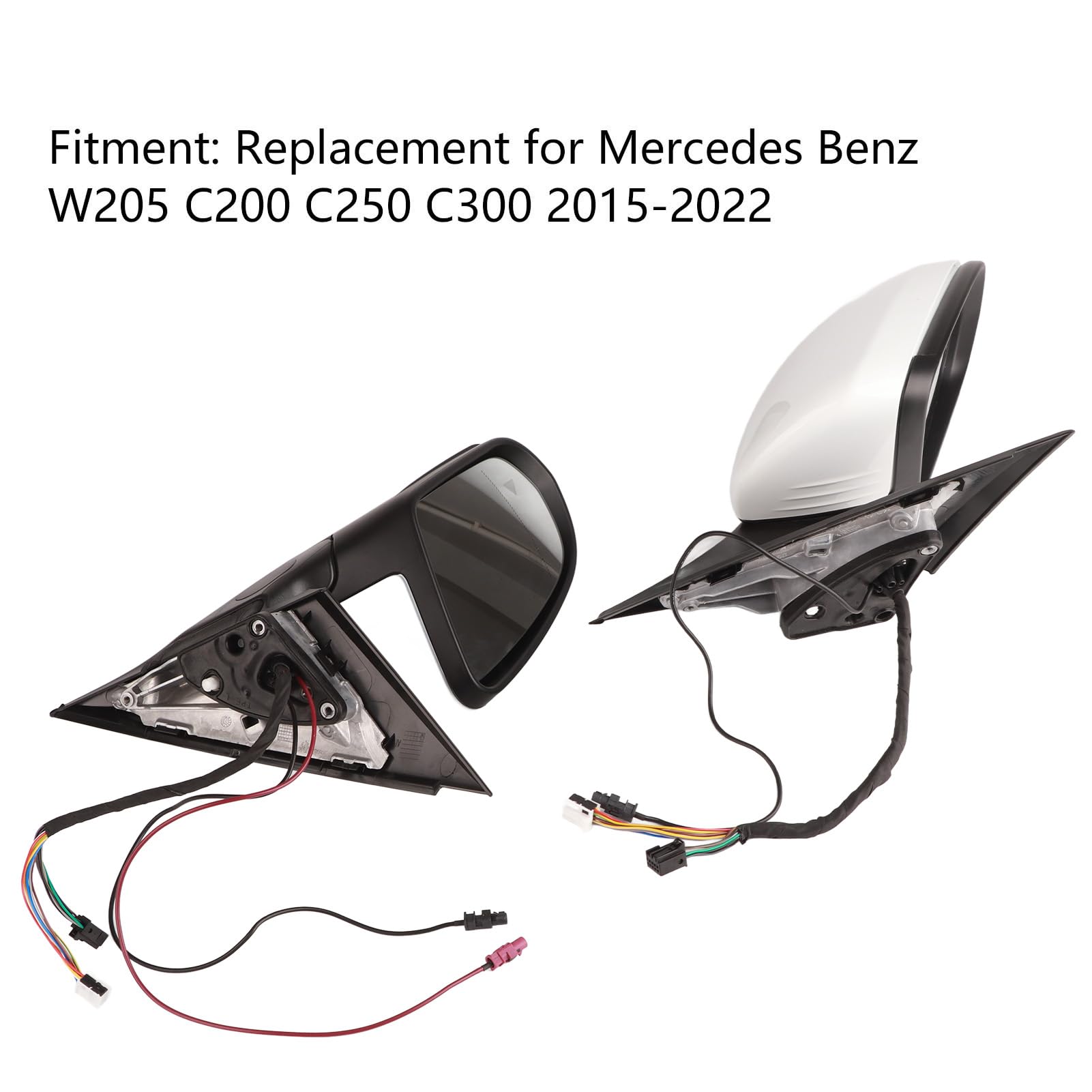 Seitentürspiegel, 2 Stück ABS-Seitentürspiegel mit Heizfunktion, Passend für W205 C200, C250, C300 Modelle 2015–2022 von Tomvorks