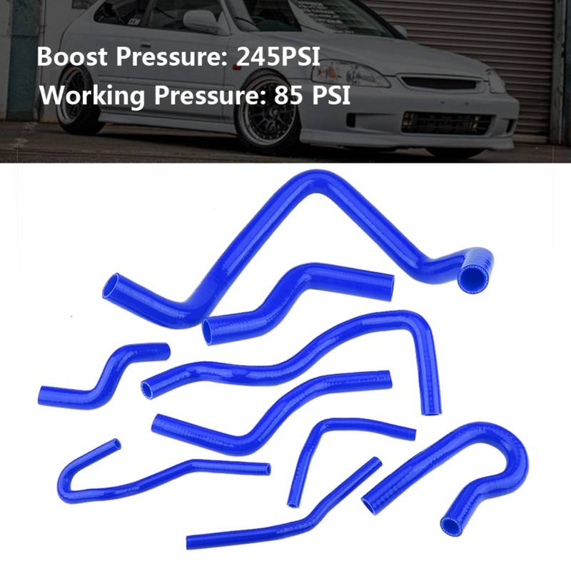 Silikon-Kühlerschlauch-Set, Robust, Hohe Temperaturbeständigkeit, Ersatz für Teile für D15 D16 SOHC EG/EK 1992–2000 (Blau) von Tomvorks