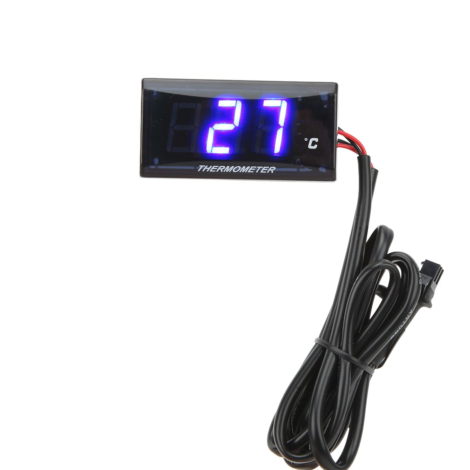 Universal Motorrad DC12V LCD Bildschirm Schlanke Wassertemperaturanzeige mit 16mm T-stück für Motorrad (Blaue Hintergrundbeleuchtung) von Tomvorks