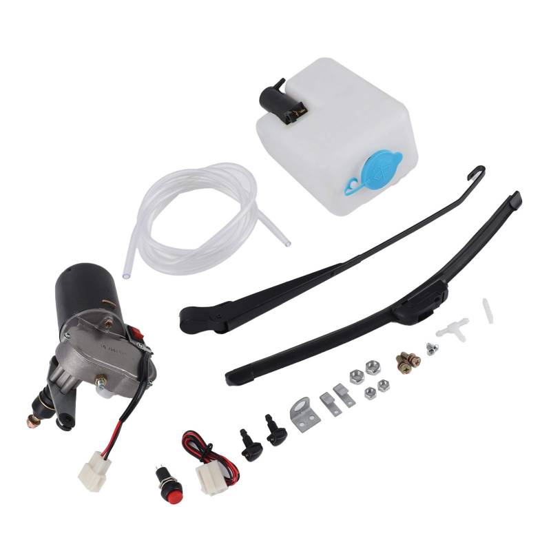 Wischermotor-Kit, 12-V-Elektro-Scheibenwischer-Baugruppe, Motorblattarm, Wasserauslauf-Topfschlauch, Passend für UTV ATV, Verbesserte Sicht von Tomvorks