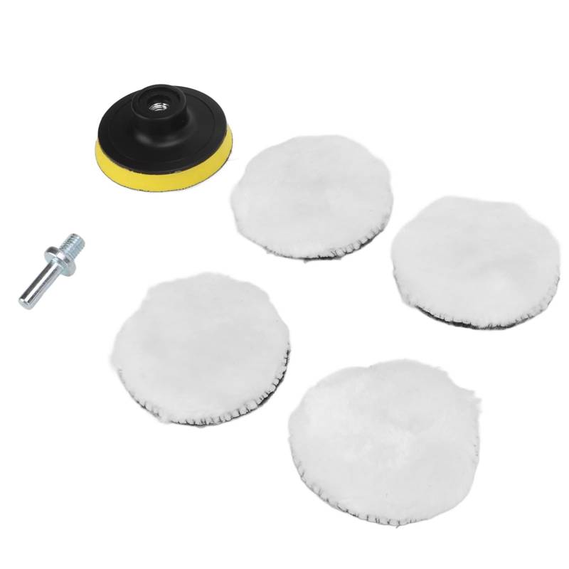 Wollpolierpad, Polierpads-Set mit Bohradapter für Auto-Pufferpolierer, 6 Stück, 7,6 Cm von Tomvorks