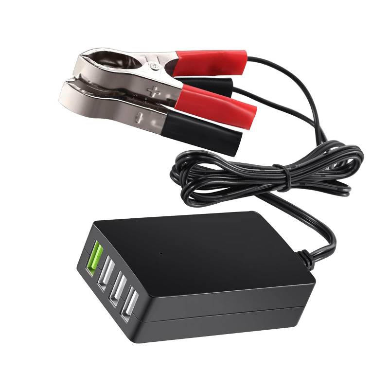 Tongyanji Tragbarer 12 V/24 V auf 5 V USB-Ladeadapter mit Batterie-Clip für Smartphones und Tablets, Fahrzeugnetzteil-Umwandlung von Tongyanji