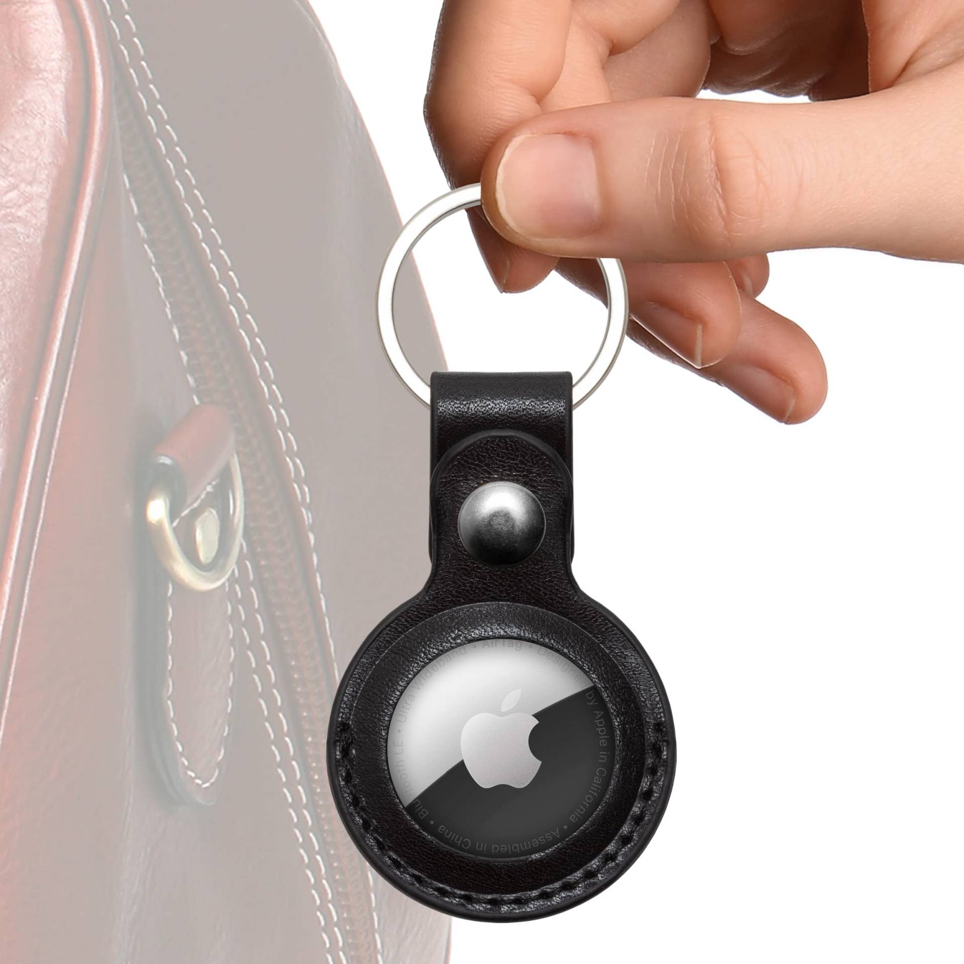 Tony Perotti AirTag Schlüsselanhänger aus italienischem Leder für Apple AirTag Schlüsselanhänger – Lederhülle für Apple AirTag, schwarz, Einheitsgröße von Tony Perotti