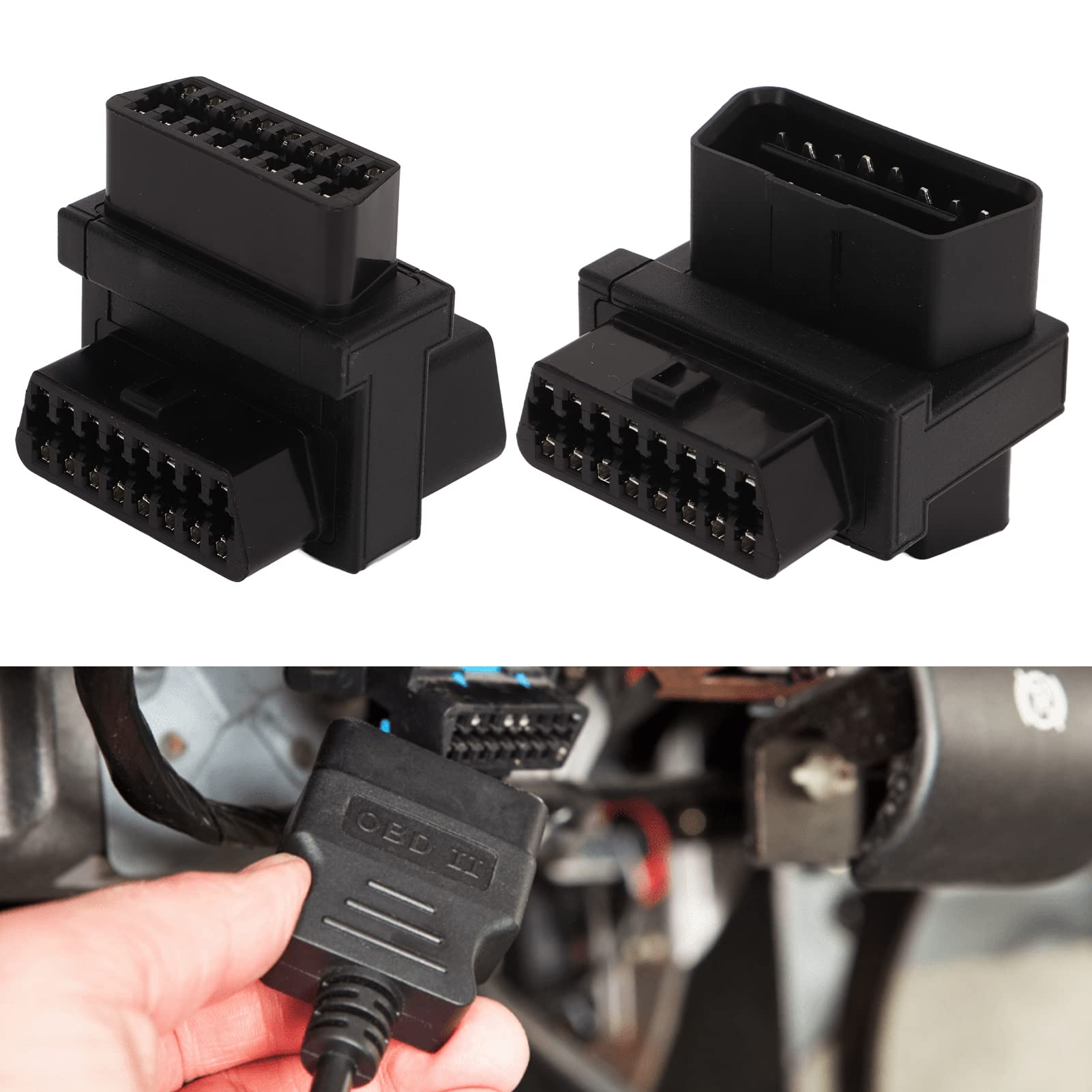 OBD2-Splitter-Adapter, 16-poliger Stecker auf 2-poliger Splitter-Stecker-Adapter, Passend für Alle OBD2-Anschlüsse, für Diagnose-Extender, OBD2-Scanner, GPS, von Tonysa