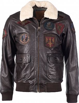 Top Gun Bomber, Lederjacke - Braun - S von Top Gun