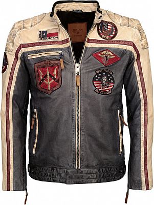 Top Gun Racing, Lederjacke - Dunkelblau/Weiß/Dunkelrot - L von Top Gun