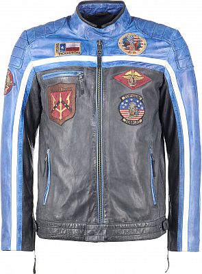 Top Gun Racing, Lederjacke - Schwarz/Blau/Beige - L von Top Gun