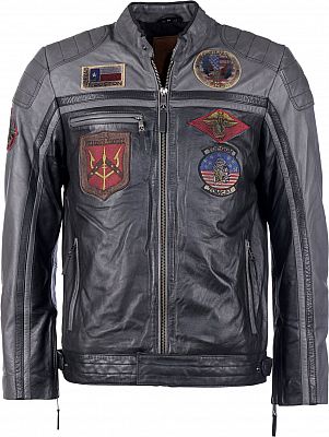 Top Gun Racing, Lederjacke - Schwarz/Dunkelgrau - S von Top Gun