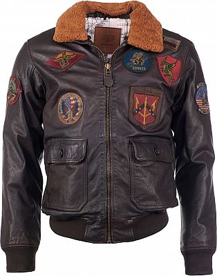 Top Gun Seabees, Lederjacke - Braun - S von Top Gun