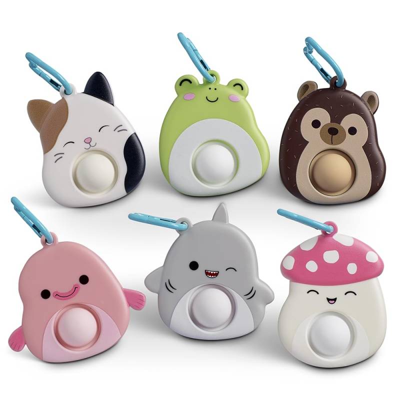 Top Trenz Squishmallows Mega Pop Fidget Bag Clip-on-Schlüsselanhänger, 6 Stück, verschiedene Sets (6 Stück im Lieferumfang enthalten), mehrfarbig, 8,9 cm, mehrfarbig, 8,9 cm von Top Trenz