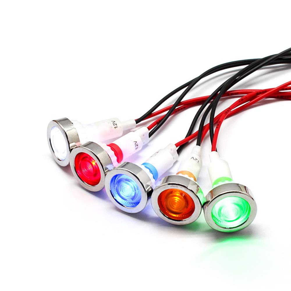 1 Stück Wasserdicht Erkabelt LED Kontrollleuchte, 10mm 12-400V DC/AC Anzeigelampe Metallwarnleuchte (Rot/Grün/Gelb) von TopHomer