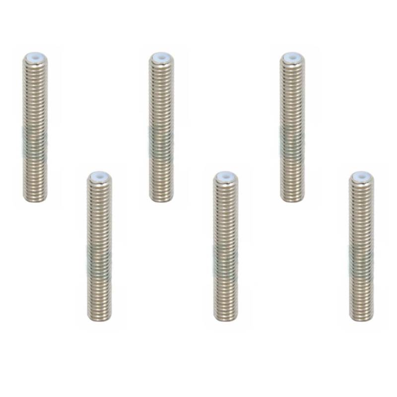 Düsenhals, Edelstahl-3D-Drucker-Zubehör, PTFE-ausgekleidetes Hotend-Hals-Rohr für MK8 (M6 x 30 mm), 6 Stück von TopHomer