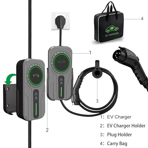 Mobile Wallbox 11kW [7.8m 3-Phasig 6-16A] Typ 2 Ladekabel CEE 16A auf Typ 2 mit Einstellbarer Ladeleistung für Elektroauto von TopWeb