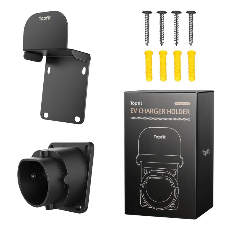 Topfit EV Ladekabel Typ 2 Halterung Wand Ladekabel Typ 2 Wandhalterung Wandhalter Wallbox Ladestation Ladekabel Organizer für Elektroauto mit IEC 62196-2 von Topfit