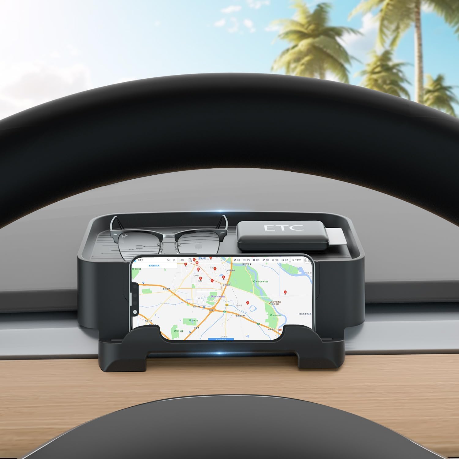 Topfit für Tesla Model Y Model 3 Armaturenbrett-Halterungen Instrumentententafel Organizer Handyhalterung Sonnenbrillenhalterung Multifunktionale Aufbewahrungsbox für Tesla Model Y 3 Zubehör von Topfit