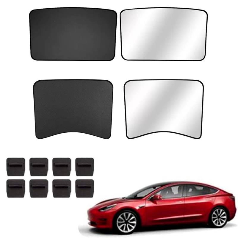 topfit für Tesla Model 3 Sonnenschutz Auto Sonnendach UV-Schutz Fenster Sonnenschutz faltbar Glas Dach Sonnenschutz für vorne und hinten Fenster Sonnenschutz für Model 3 2021-2025 von Topfit