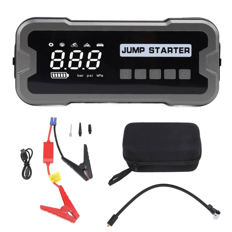 12 V Auto Notstarthilfe, 10.000 MAh, 4.000 A Spitzenleistung, Autobatterie Sprungbox, Autobatterie Starthilfe Booster, Autobatterie Booster Pack, Tragbarer Reifenfüller mit LED von Topiky