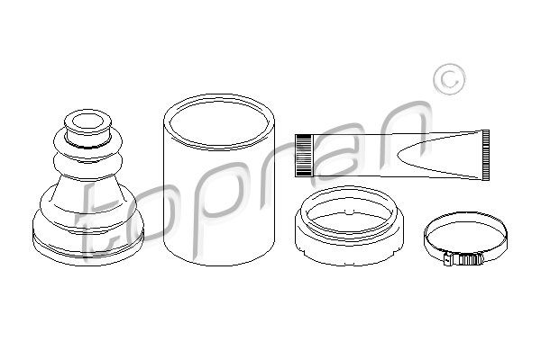 Faltenbalgsatz, Antriebswelle Vorderachse rechts getriebeseitig Topran 207 497 von Topran