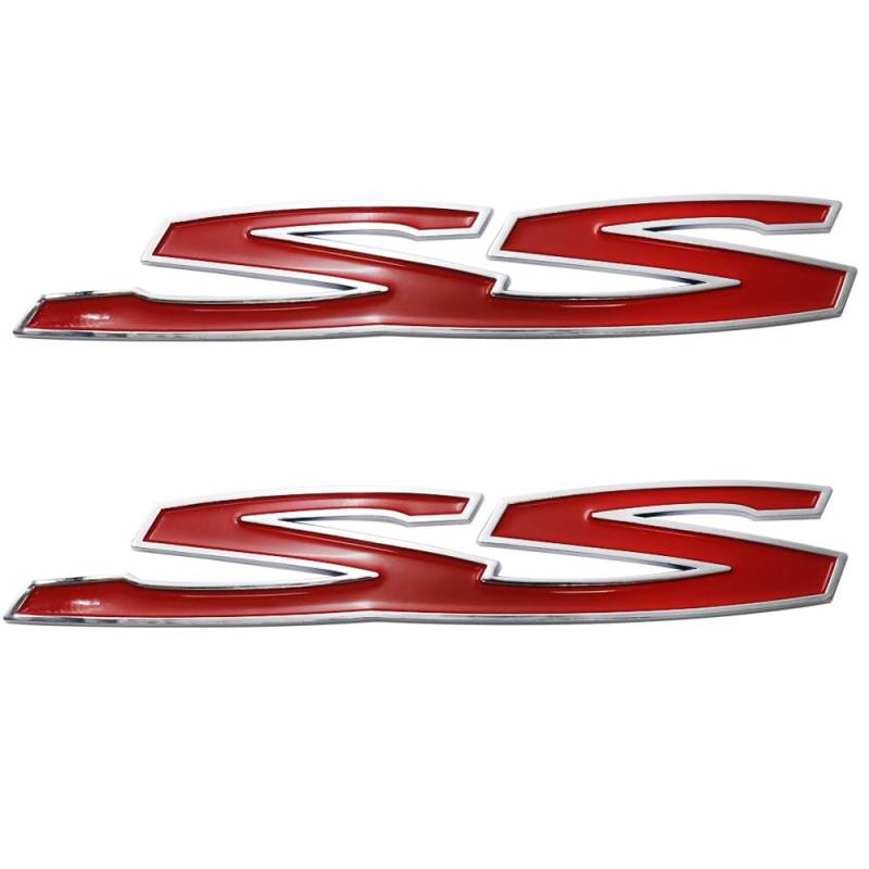 SS-Buchstaben-Abzeichen für Chevy Commodore G8 Holden SS Auto Kotflügel Seite Kofferraum Kunststoff 3D Aufkleber Namensschild Emblem Aufkleber (rot und silber) von Topsono