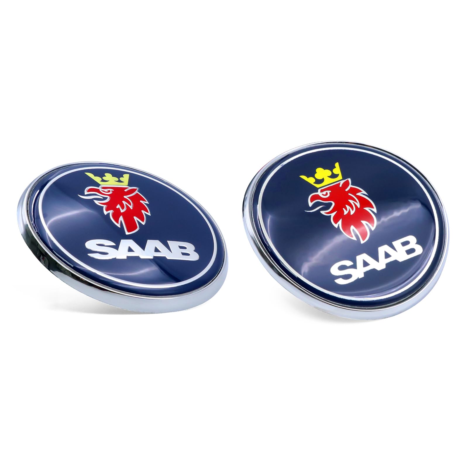 Set mit 2 blauen Emblemen für Saab 93 9–3 Cabrio 1998–2003, Auto-Emblem für Motorhaube und Kofferraum (blauer Saab) von Forten Kingdom