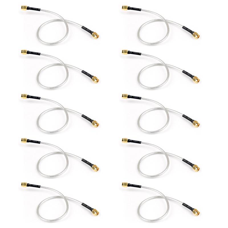 Topteng 10 Stück SMA-Stecker auf SMA-Stecker, HF-Verlängerungs-Koax-Pigtail, halbstarres Kabel RG402,30cm von Topteng