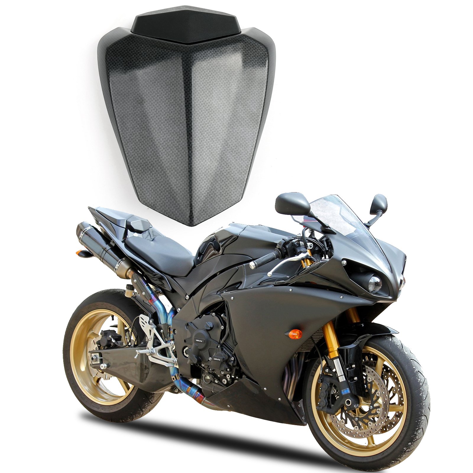 Topteng Motorrad Hinten Sozius-Sitz, Motorrad Fondpassagier Soziusabdeckung ABS Pad Motor Verkleidung Heckabdeckung für Yamaha YZF R1 2009-2014 Fairing von Topteng