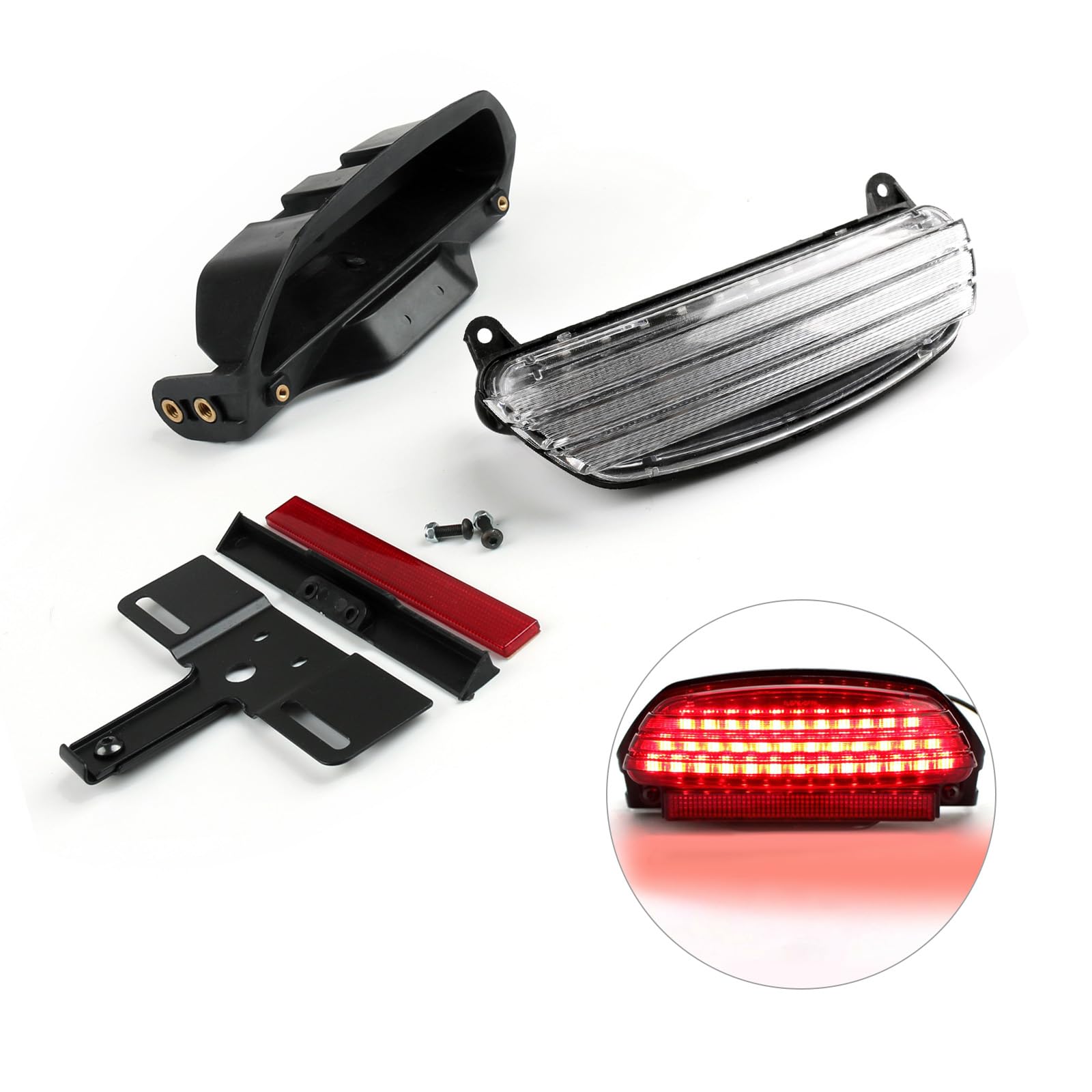 Topteng Tri-Bar Fender LED Tail Light + Bracket passend für Softail FXST FXSTB FXSTC CLR von Topteng