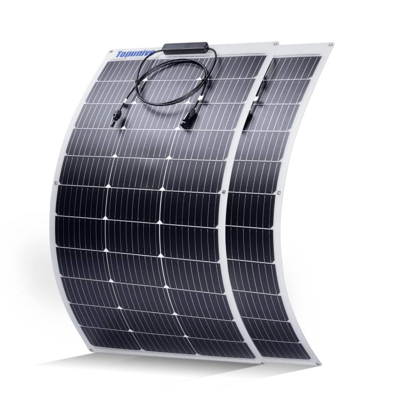 Topunive Flexibel Solarpanel 2 Stücke 100W 12V Monokristalline Flexible Solarmodul 100 Watt 12 Volt für 12V Batterien Wohnwagen Wohnmobil Boot Yacht Marine von Topunive