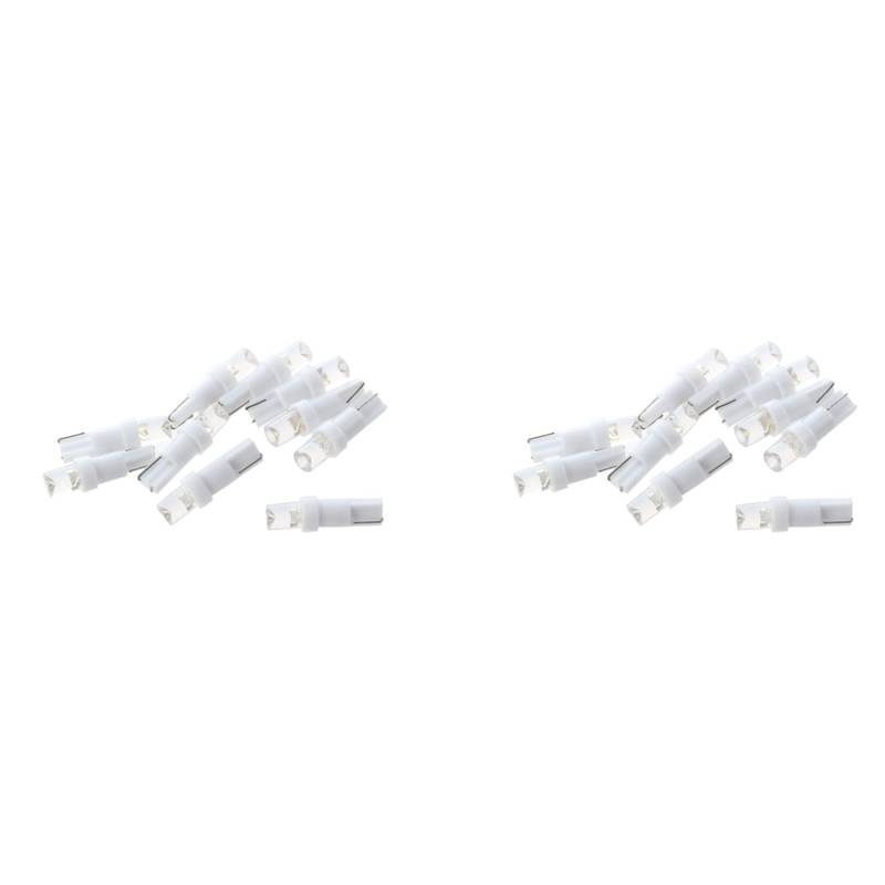 Toranysadecegumy 20 x T5 W1.2W W3W 1 SMD Armaturenbrett LED Auto Cuneate Innenraumbeleuchtung 12V Weiß, 750108751 von Toranysadecegumy