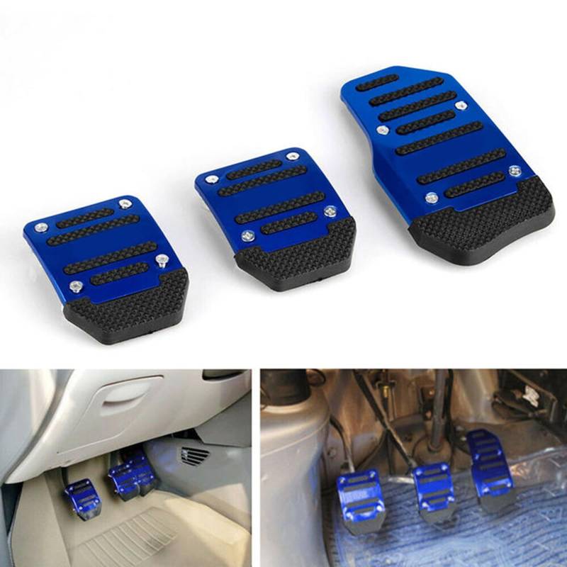 Auto Bremspedalbeläge rutschfeste Auto Pedalbeläge Gaspedal Auflage Abdeckung Fußpedal Auflagen Kits Legierungs Bremsgas Kupplungspedal Kits Gaspedal Extender Pedal Abdeckungen(Blau, 3 Stück) von Torcarvh