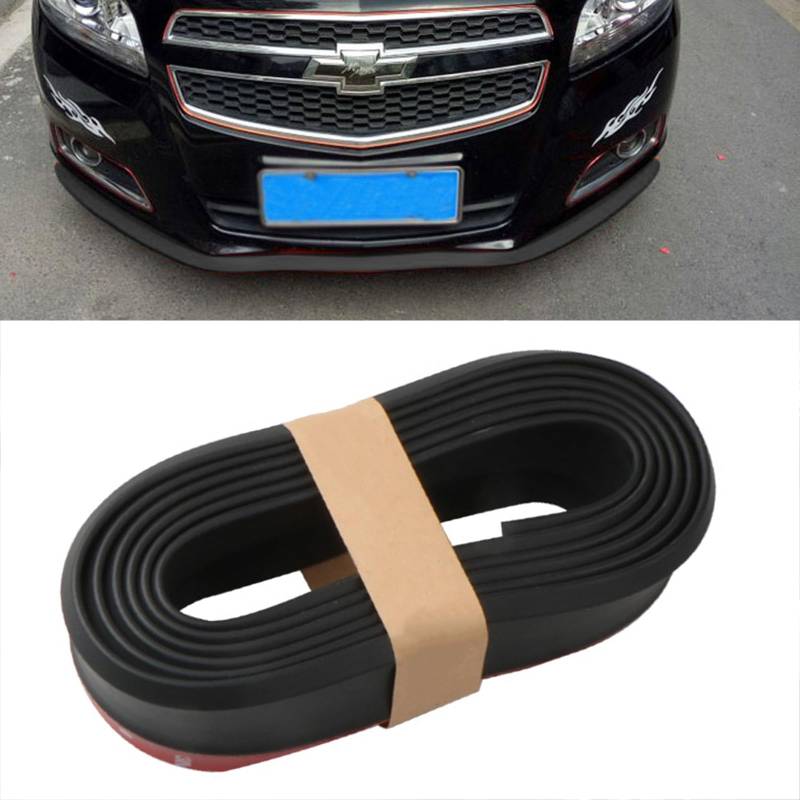 Auto Frontstoßstangenschutz selbstklebend Auto Splitter Körper Spoilerrock Gummi Stoßstangen Lippenverkleidung Spoiler 2,5 Meter(Pures Schwarz) von Torcarvh