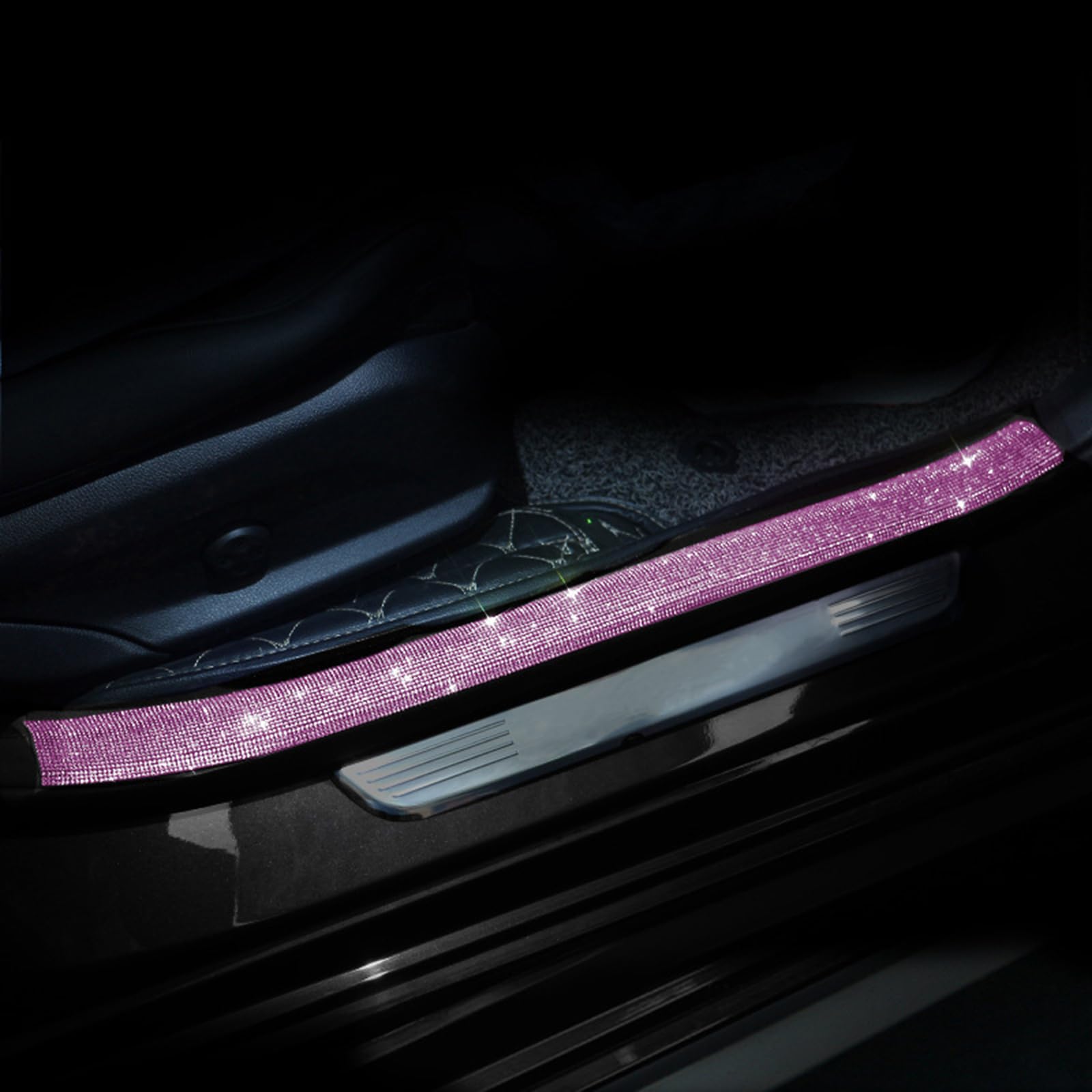 Torcarvh Auto Einstiegsleisten Schutz 2 Stück Autotürschwellenschutz mit glitzernden Strasssteine Auto Türschwellenschutz Kratzschutzstreifen Aufkleber Autotürstoßstangenschutz 7CM x 60CM (Rosa) von Torcarvh