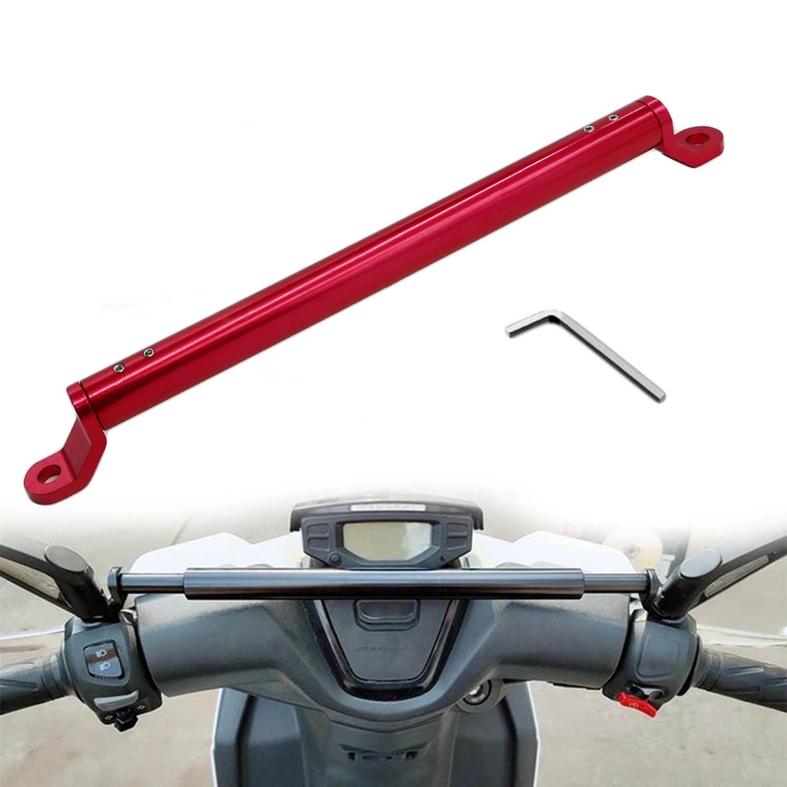 Torcarvh Motorrad Balance Stange Motorrad Lenker Motorrad Querstange aus Aluminiumlegierung mit Lenker 22 mm Durchmesser verstellbare Krafthebel Balance Lenker Querstange(Rot) von Torcarvh