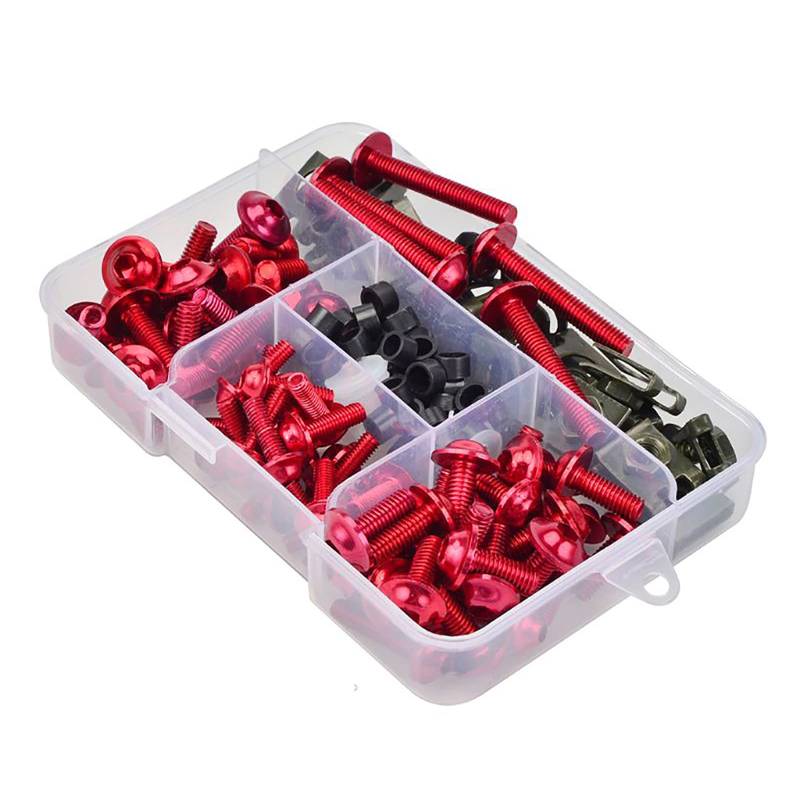 Torcarvh Motorrad Verkleidung Schrauben Kit Schrauben 177 Stück Karosserie Schrauben Mutter Ersatz CNC Legierung M6 M5 Motorräder Bolzen Clip Mutter für Motorrad Auto Zubehör (177 PCS-Rot) von Torcarvh