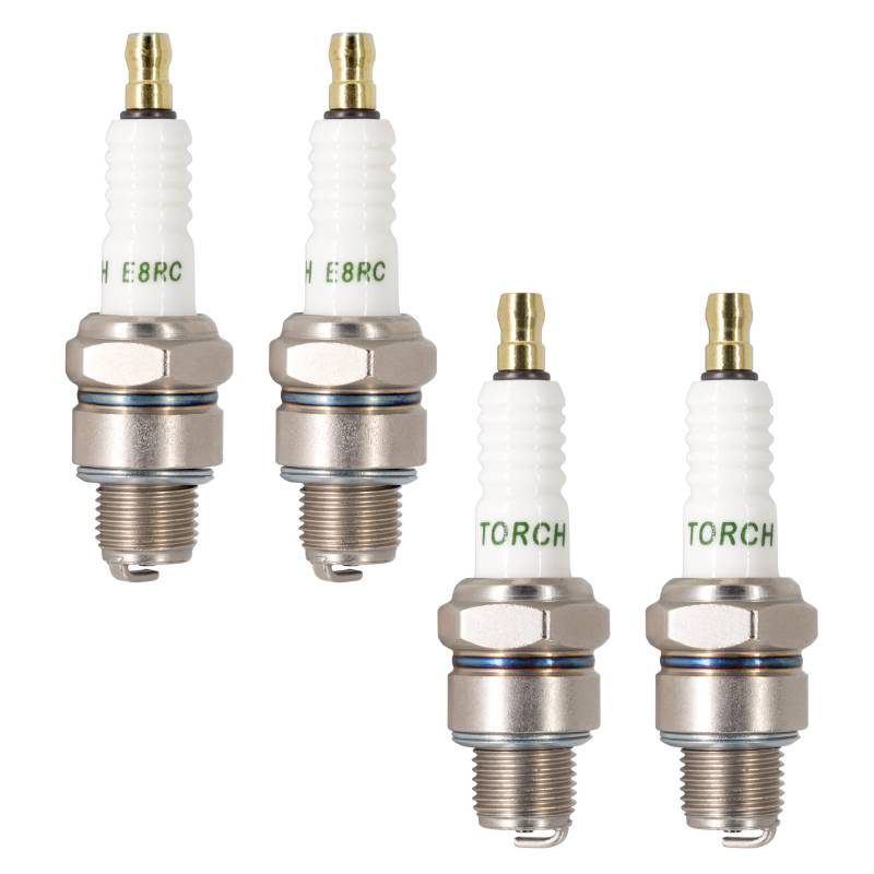 TORCH 4pcs E8RC Zündkerzen Ersetzen für NGK BR8HS Zündkerze, für BOSCH 0242250506, WR 4AC Zündkerze, für ACDELCO S14FR, OEM Number: HON DA (9807658716); SU ZUKI (0948200102); YA MAHA (9079322032) von Torch