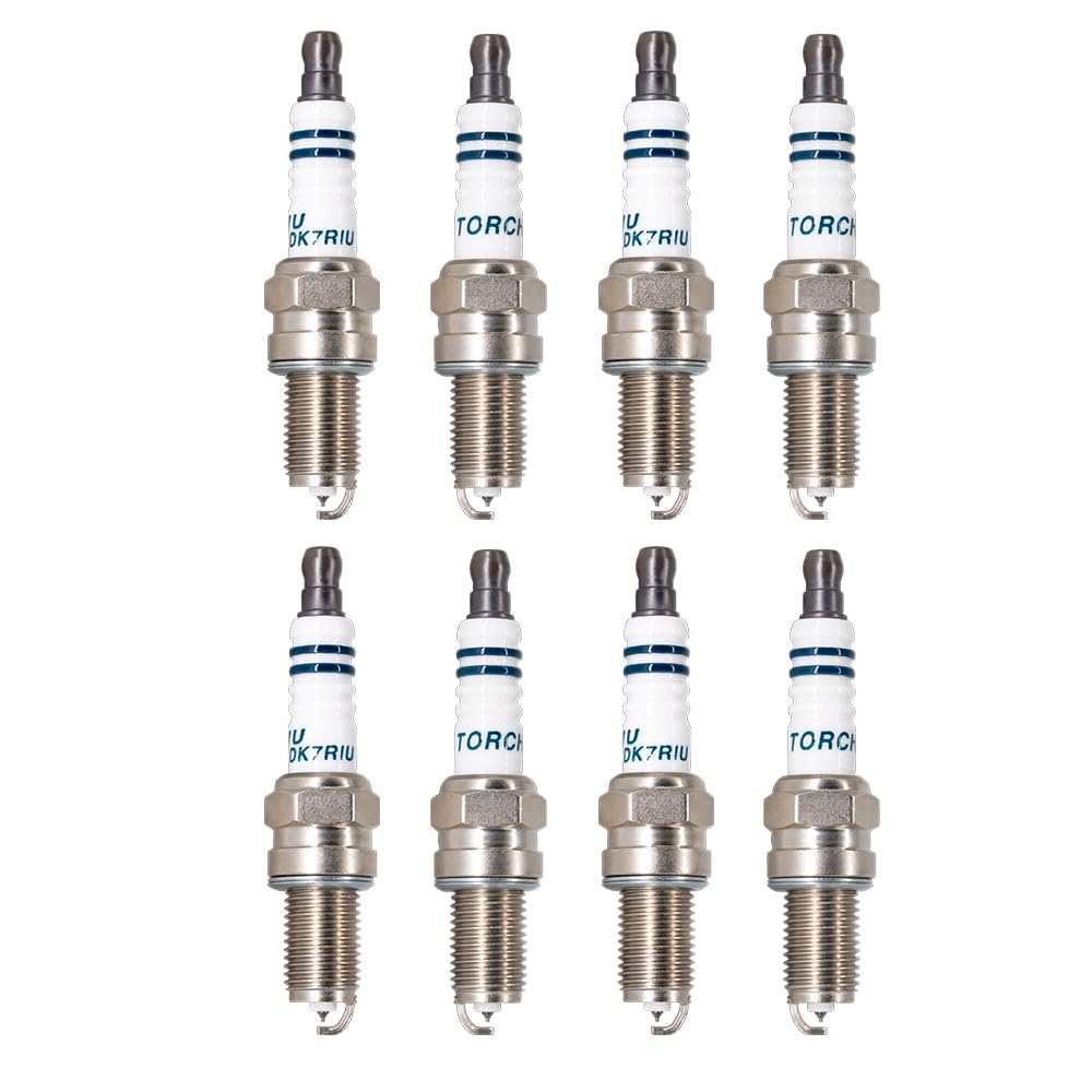 TORCH 8pcs DK7RIU Iridium Zündkerzen Ersetzen für NGK DCPR7E, für BOSCH YR7DC+ Zündkerze, für CHAMPION RA8HC/T04, für DENSO XU22EPR-U/3179/XU22EPR Zündkerze, OEM von Torch