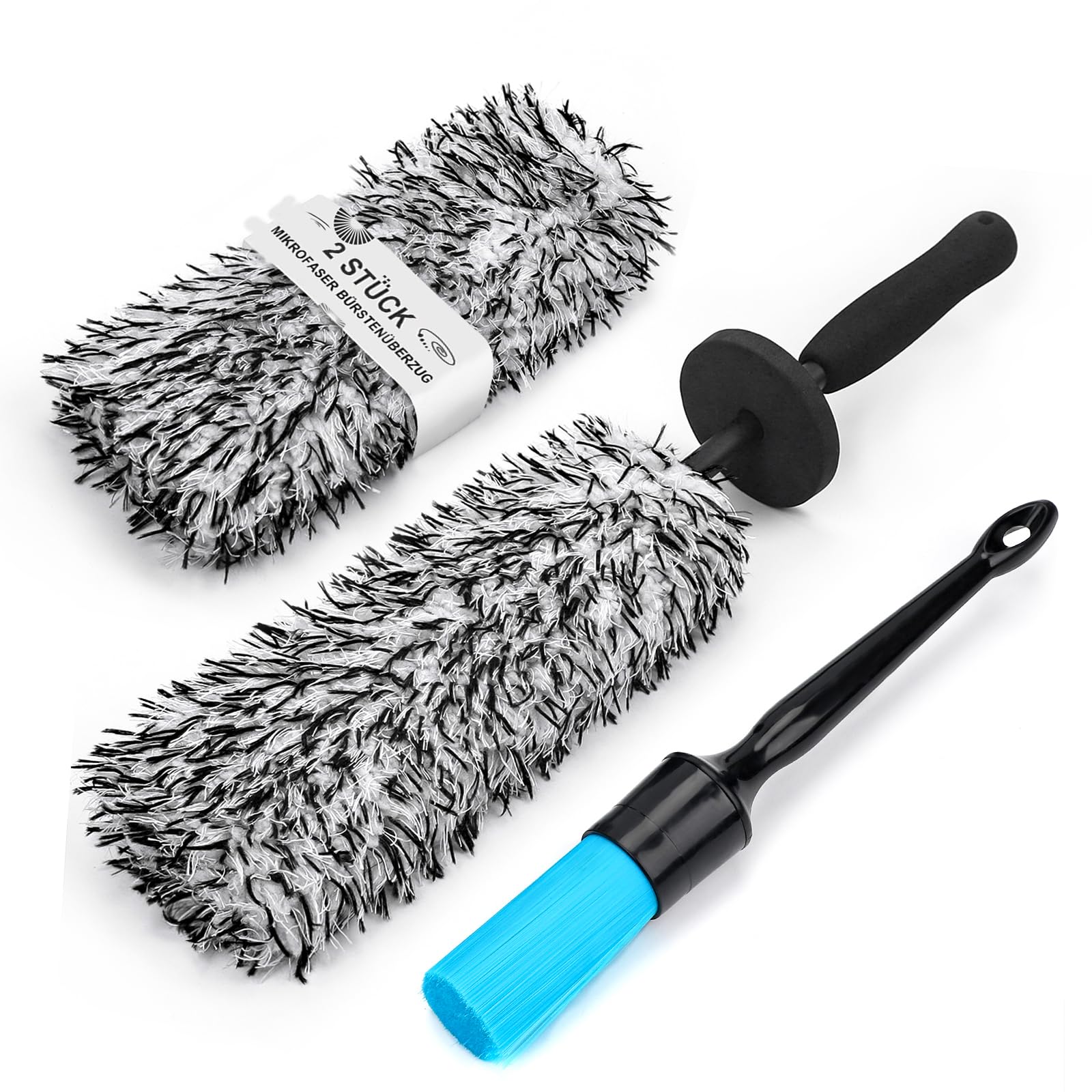 Toripor Profi Mikrofaser Felgenbürste extra dünn - mit Auto Detailing Brush, Lang Felgen Felgenreiniger Bürste Car Wheel Brush für schonende Reinigung bis tief ins Felgenbett Alufelgen Wäschen Pflege von Toripor