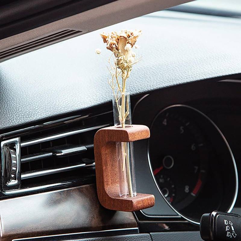 Reagenzgläser Für Blumen, Glas Blumenvase Mit Clips, Autovase, Auto-Entlüftungs-Blumenvase - Kreativer Auto-Pflanzenhalter, Für Frische Pflanzen, Auto-Innendekoration von Toseky