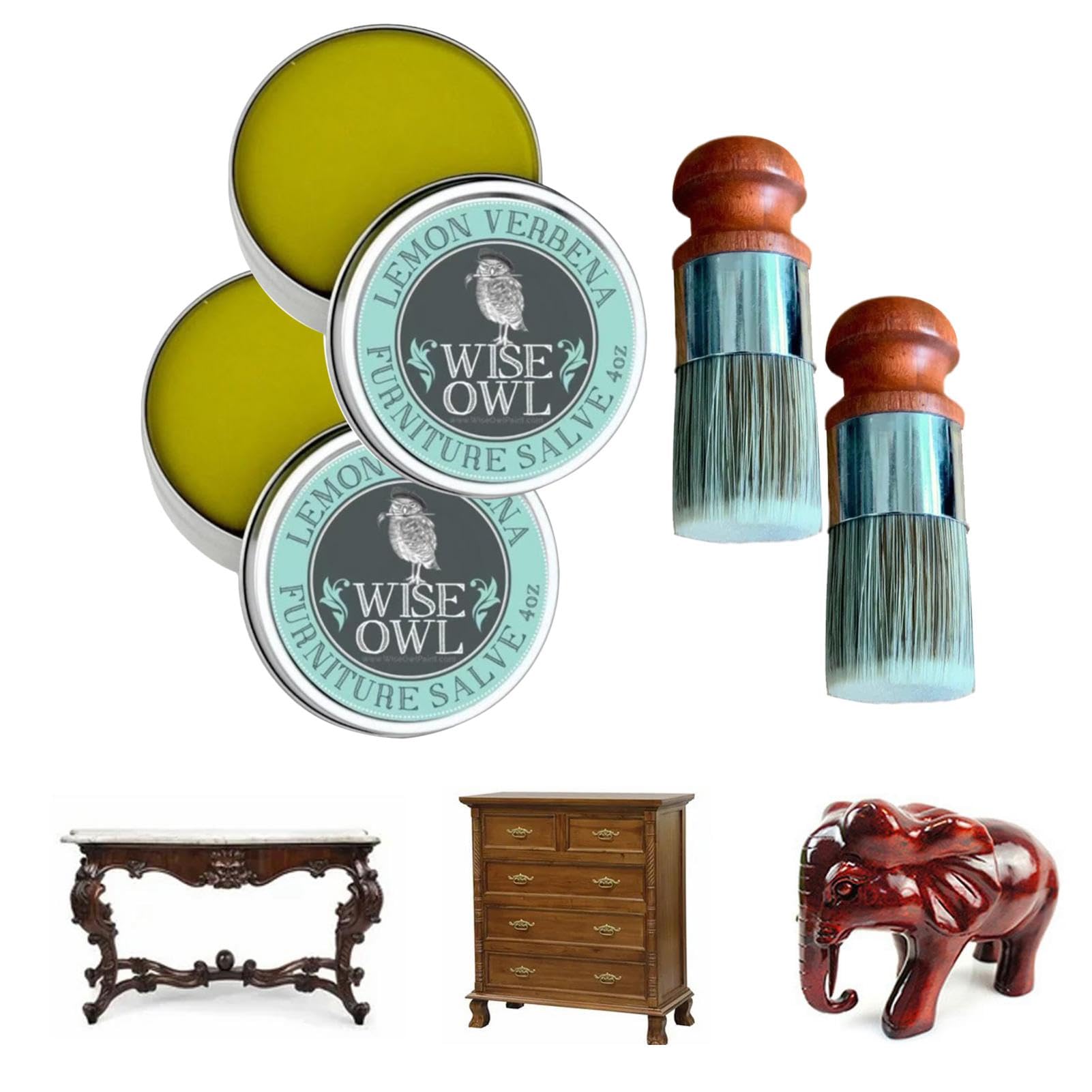 Toseky Furniture Salve, Bio Holz & Möbel Wachs mit Wildschweinborsten-Bürstenbündel, Bienenwachsmöbelpolitur, Reparieren und schützen Sie Ihre Lederteile, Reinigungszubehör-Set für Zuhause von Toseky