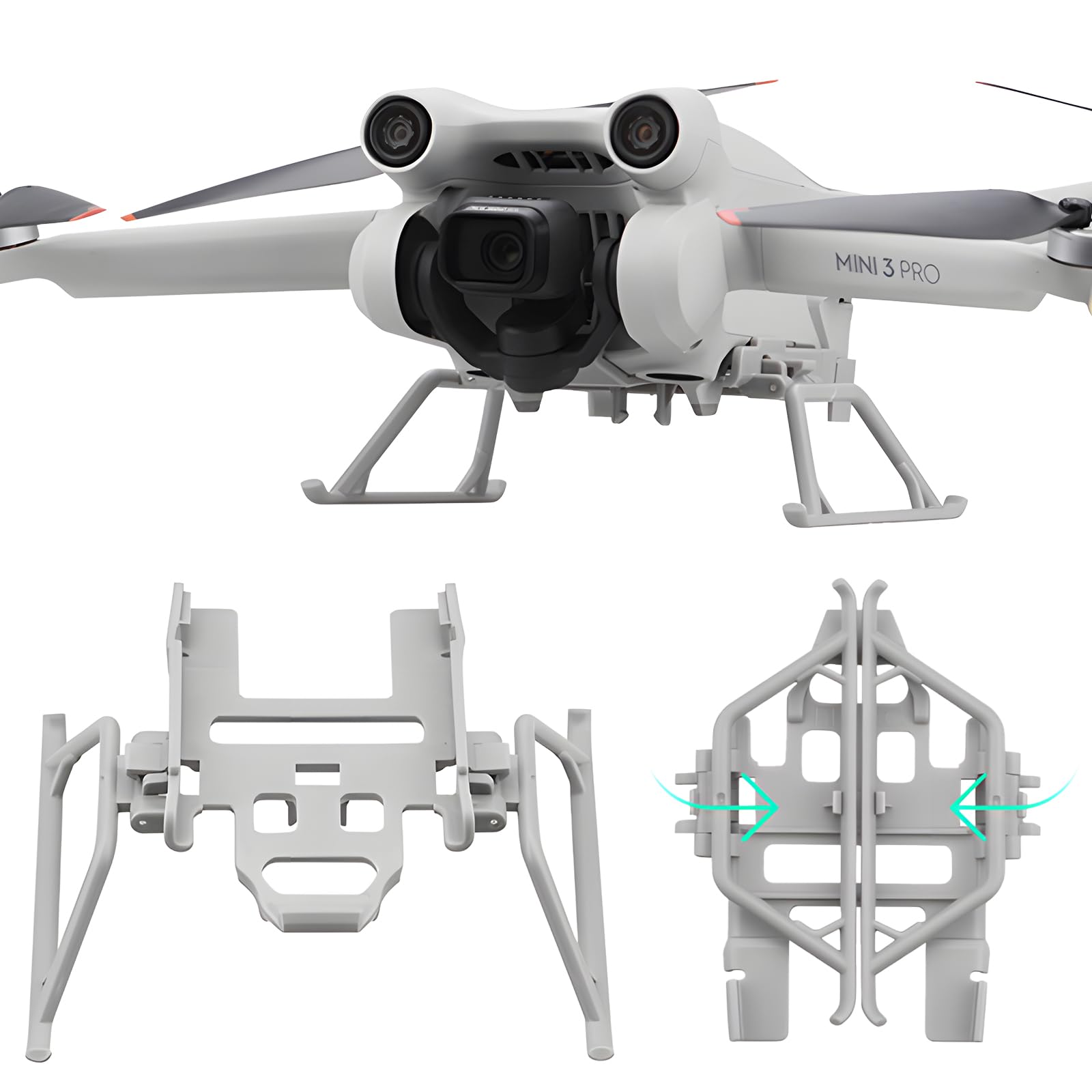 Tosiicop Mini 3 Pro Landefüße Fahrwerk - for DJI Mini 3, Mini 3 Pro Drone Zubehör Landegestell Erweiterte Drohnen Kit Schnelle Veröffentlichung Foldable Landing Gear von Tosiicop