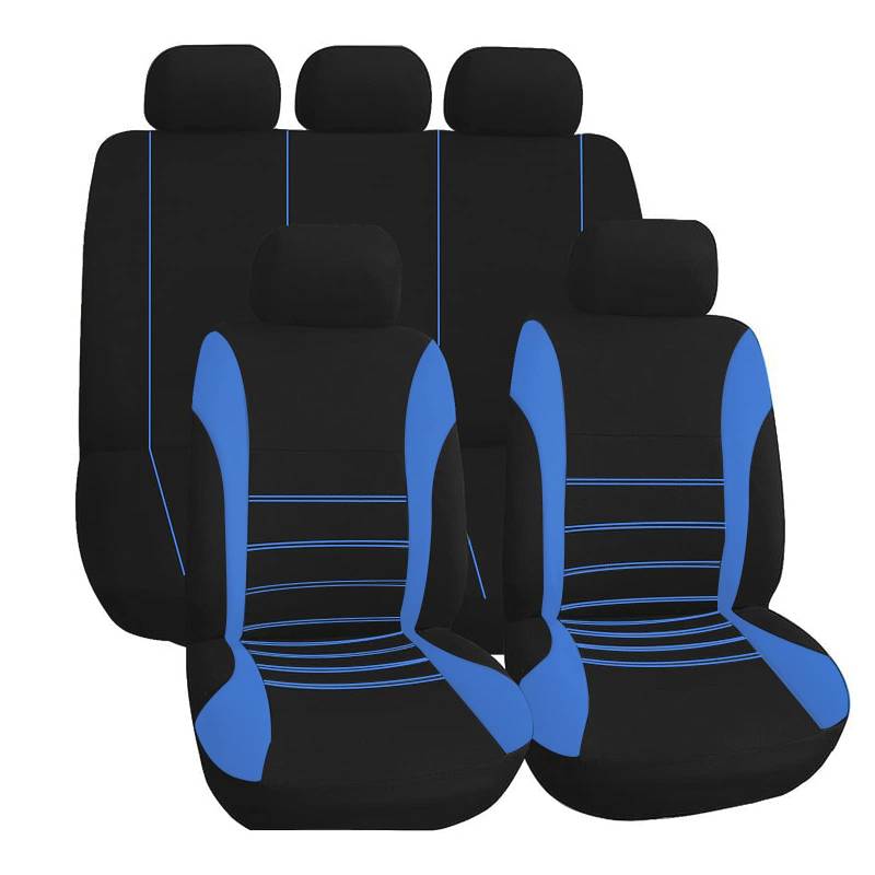 Autositzbezüge, 5-Sitzer-Set, komplett mit Autositzbezügen, Sitzbezügen, Universalschutz für Auto, Polyester-Stoff – Blau von Tosucs