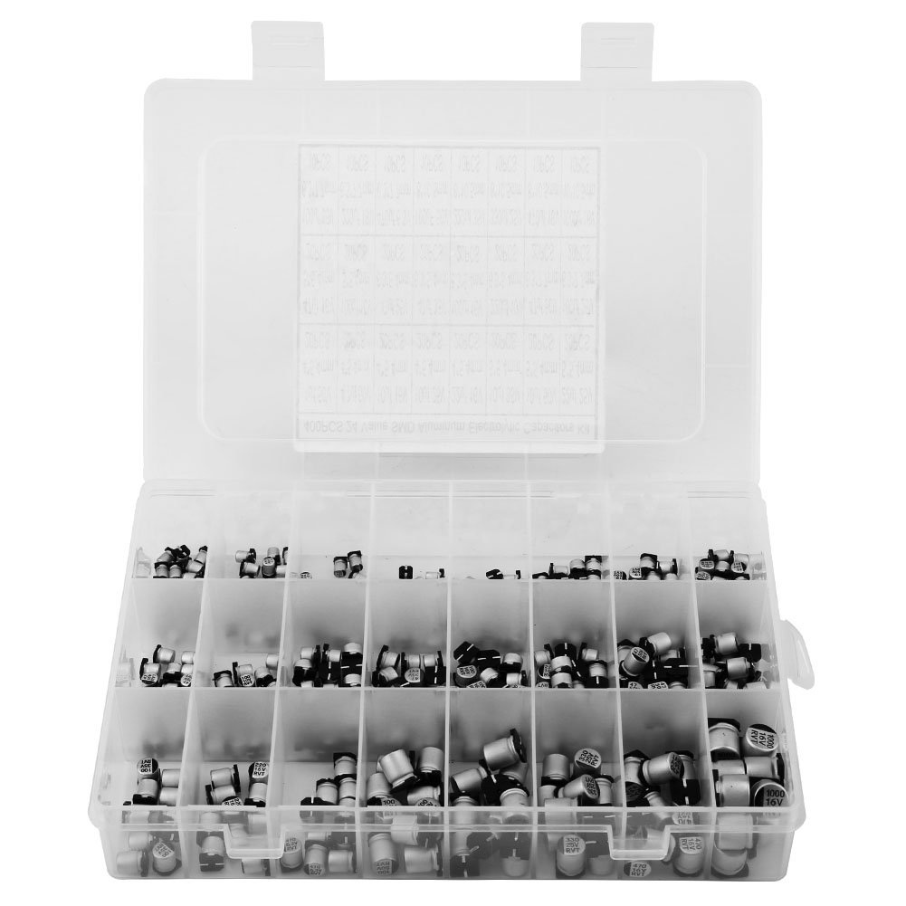 24 Value 400Pcs Elektrolytkondensator-Sortiment-Box-Kit, SMD-Aluminium-Elektrolytkondensator-Sortiment-Box-Kit, zum Herstellen von Schaltungen, Bereich 0.1uF－1000uF von Tosuny