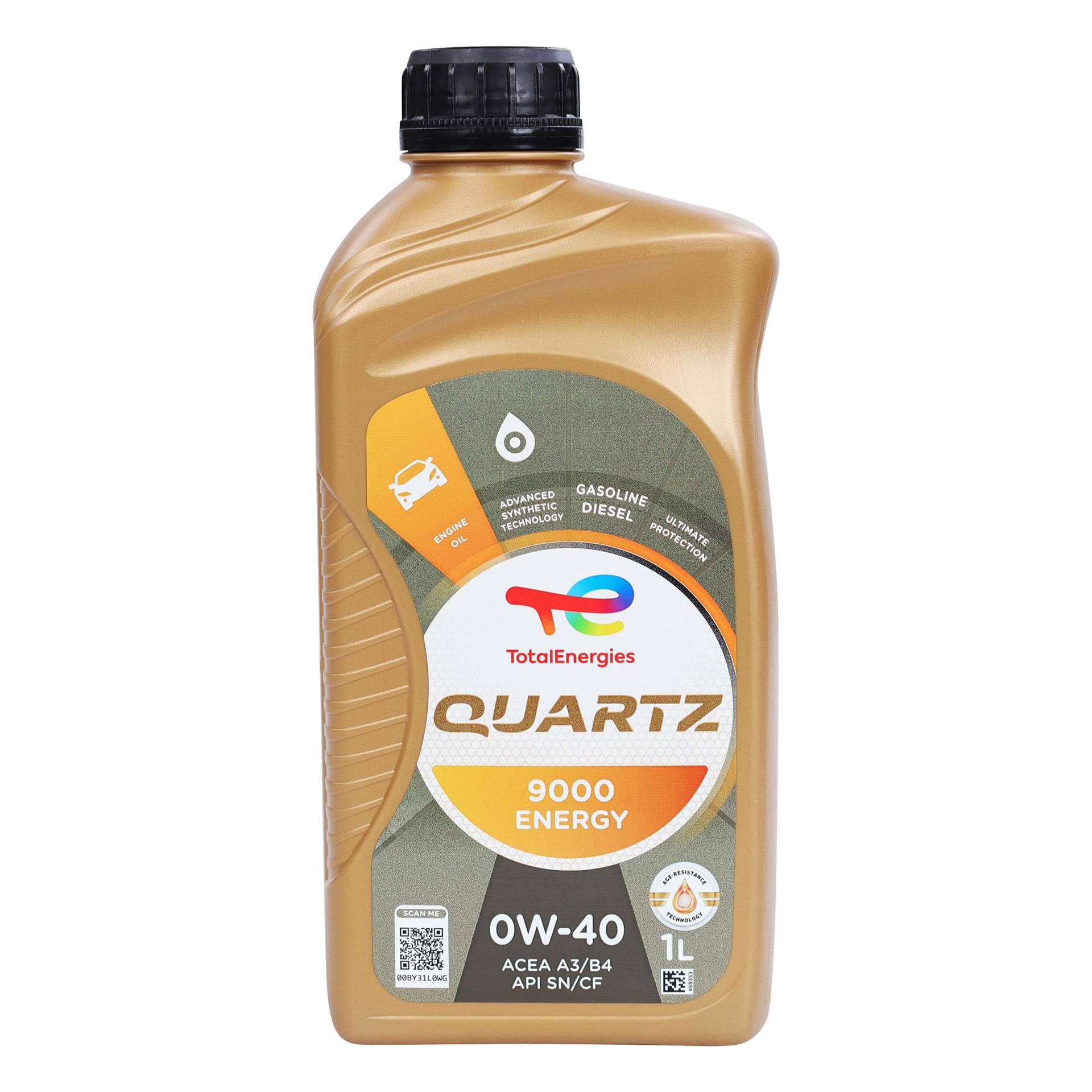 TotalEnergies Quartz 9000 Energy 0W-40 Motorenöl - Phosphorarmes Motorenöl für Benzin- und Dieselmotoren - Langzeitschutz Premium Synthetische Motorenöle - 1 Liter von TotalEnergies