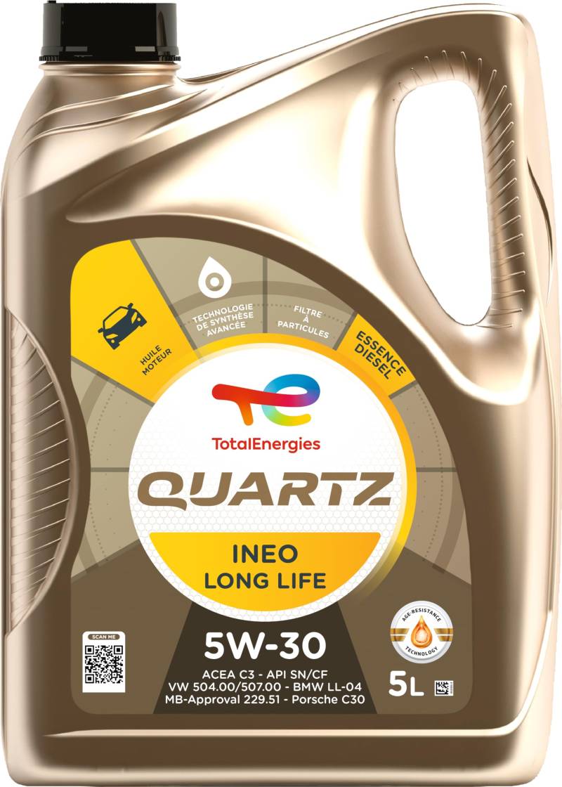 TotalEnergies Quartz Ineo Long Life 5W-30 Benzin- und Dieselmotoröl, 5 Liter von TotalEnergies