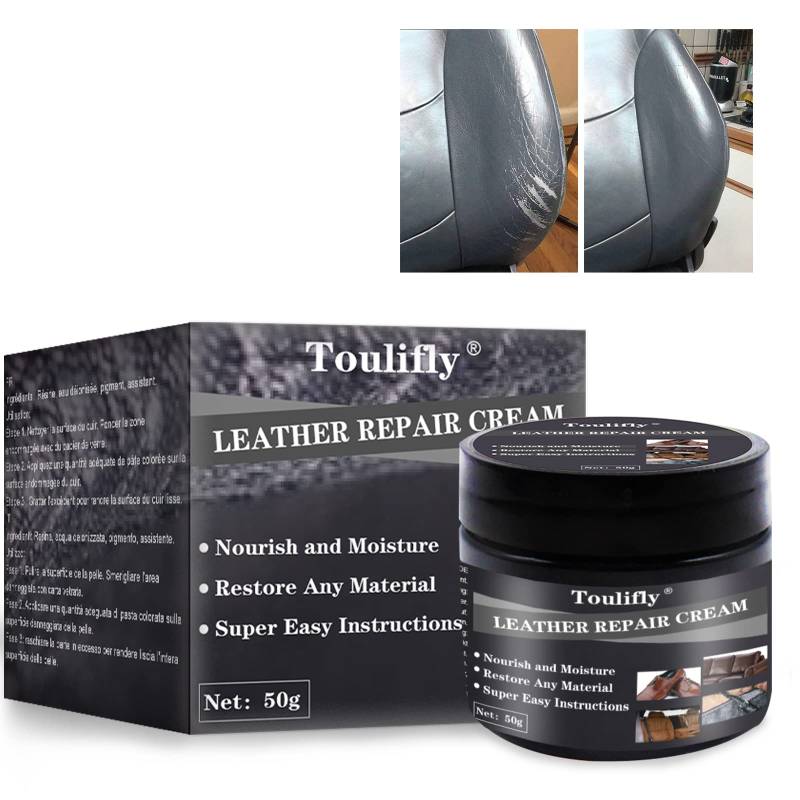 Toulifly Leder Reparatur Set, Leder Restaurator, Lederbalsam, Leather Repair Cream, Für Leder & Kunstleder Reparatur Und Pflege | Reparaturset Für Autositze, Sofa, Möbel, Schuhe Und Mehr, schwarz von Toulifly