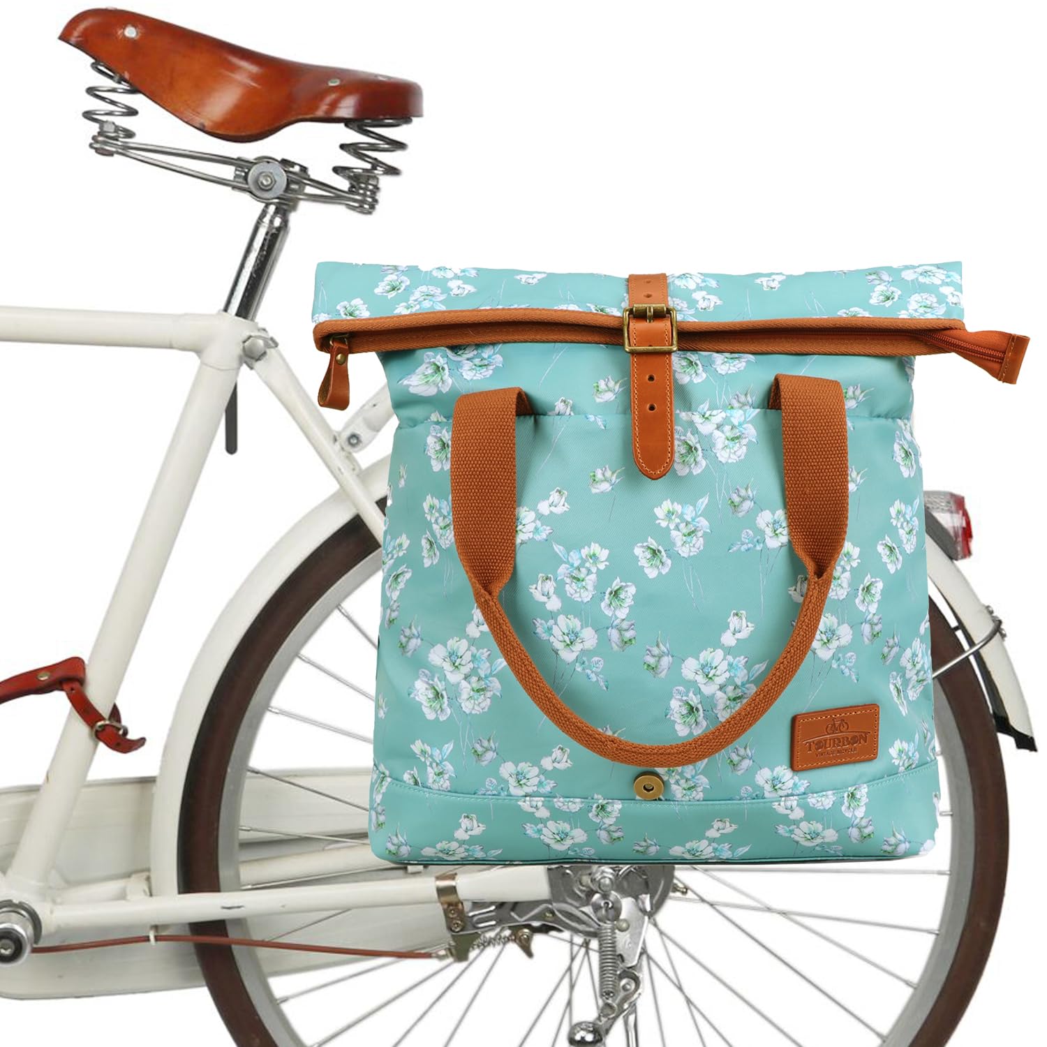 Tourbn TOURBON Damen Fahrradtasche Shopper Wasserdicht Segeltuch Fahrradtaschen für Heckträger Handtasche für Radfahren Reisen von Tourbn