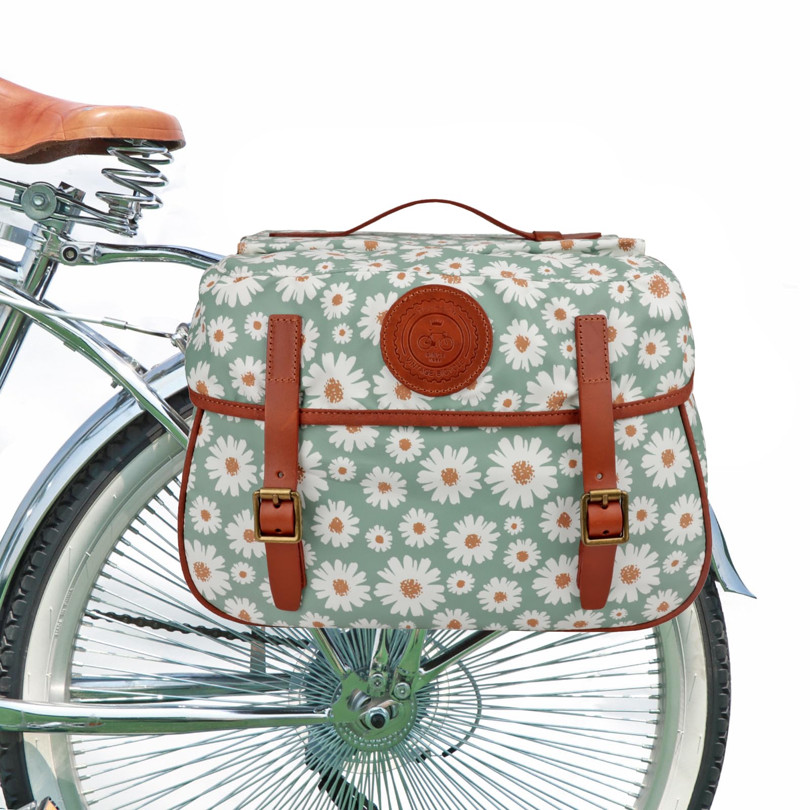 Tourbn TOURBON wasserdichte Segeltuch-Fahrrad-Hinterradtasche für Fahrrad, Gepäck, Aufbewahrung, Sitz, Kofferraumträger (Blumenmuster) von Tourbn