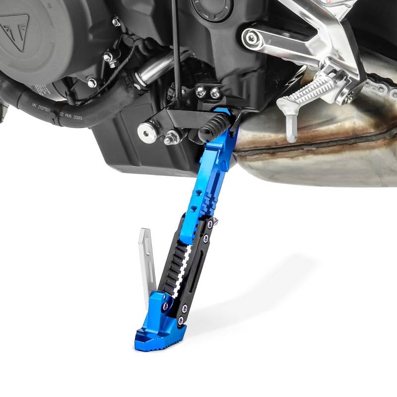 Motorrad Seitenständer Universal Höhenverstellbar Aluminium Tourtecs blau von Tourtecs